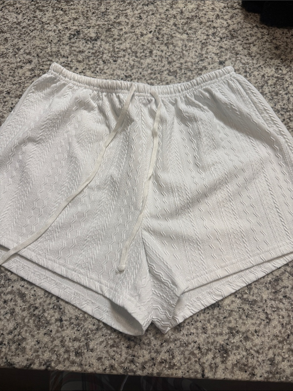 SHEIN White Textured Drawstring Athletic Shorts